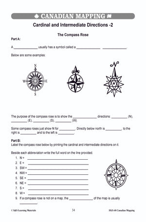 Locating Canada & Mapping Skills Worksheets Grades 4-5