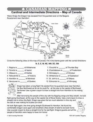 Locating Canada & Mapping Skills Worksheets Grades 4-5