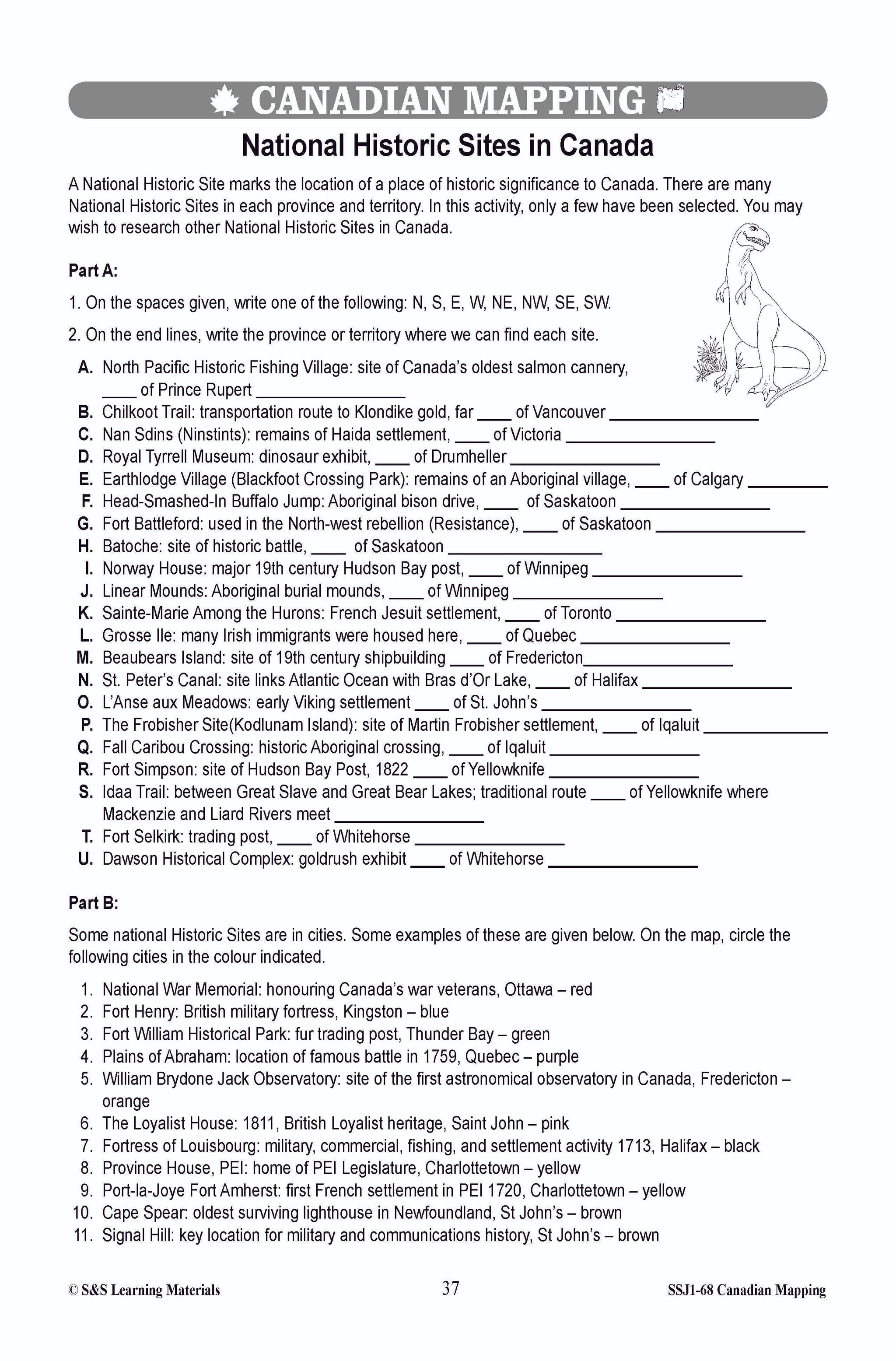 Locating Canada & Mapping Skills Worksheets Grades 4-5