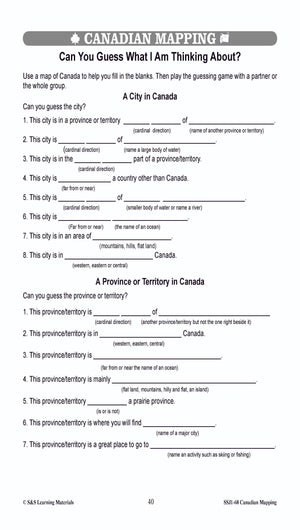 Locating Canada & Mapping Skills Worksheets Grades 4-5