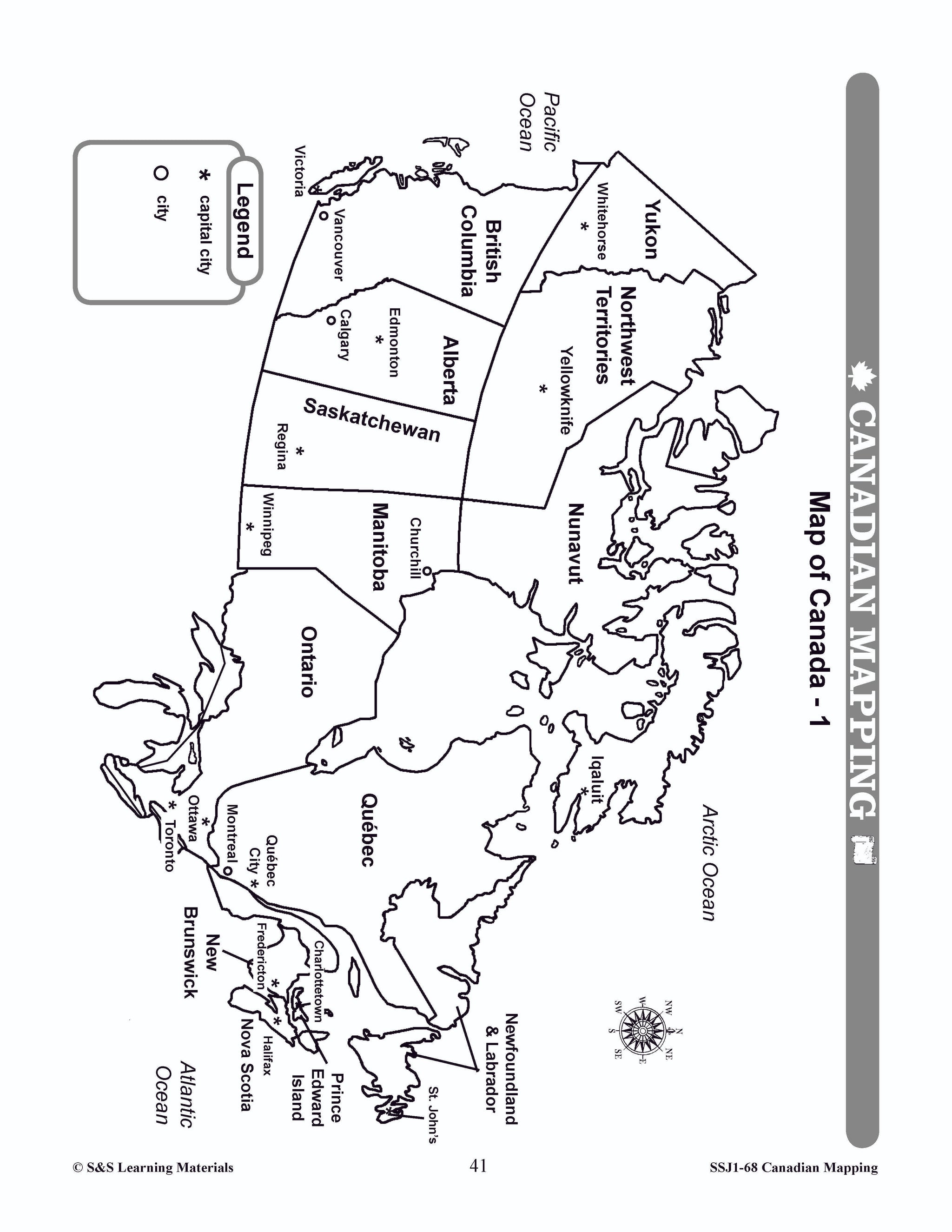 Locating Canada & Mapping Skills Worksheets Grades 4-5