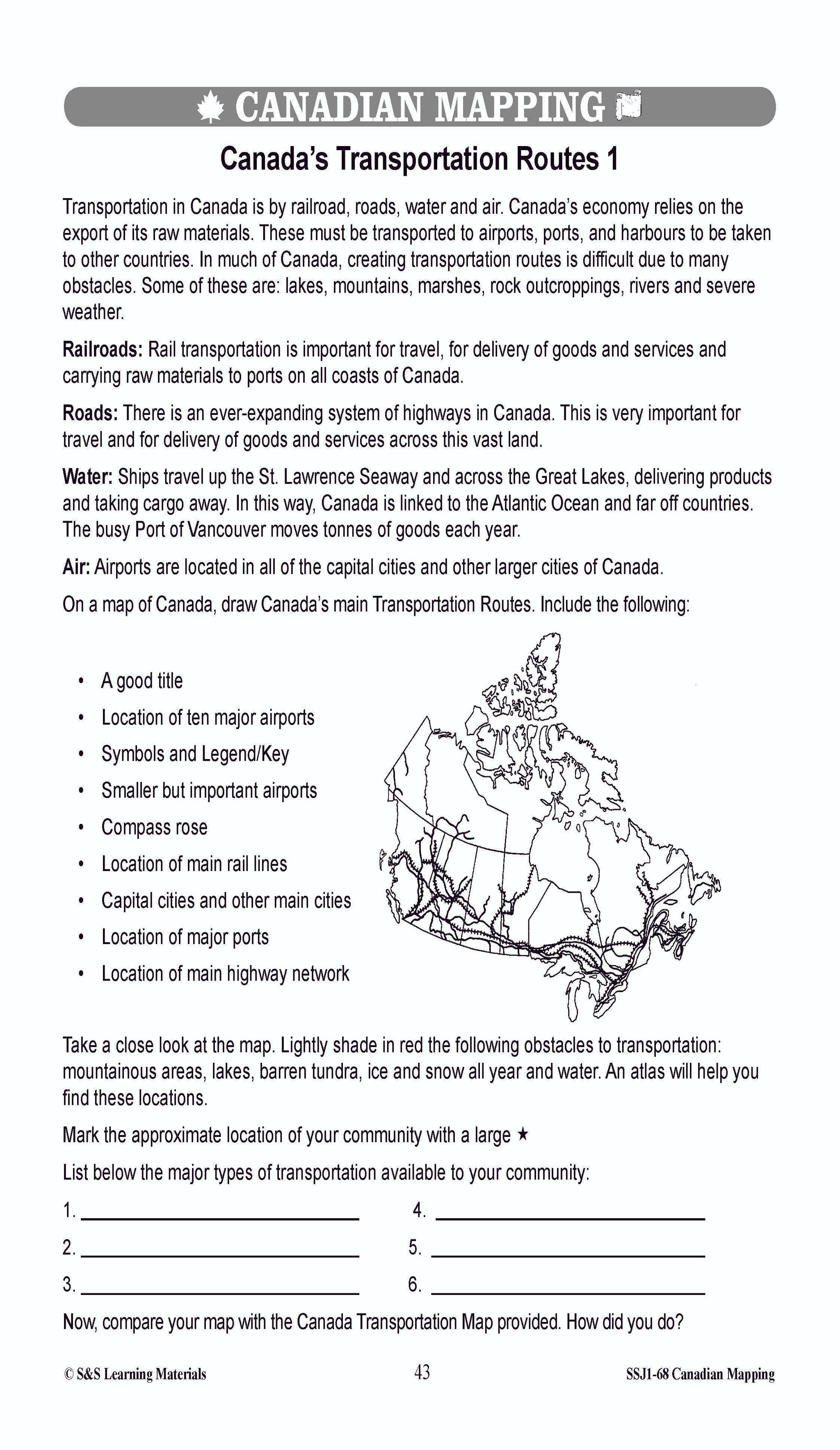 Locating Canada & Mapping Skills Worksheets Grades 4-5