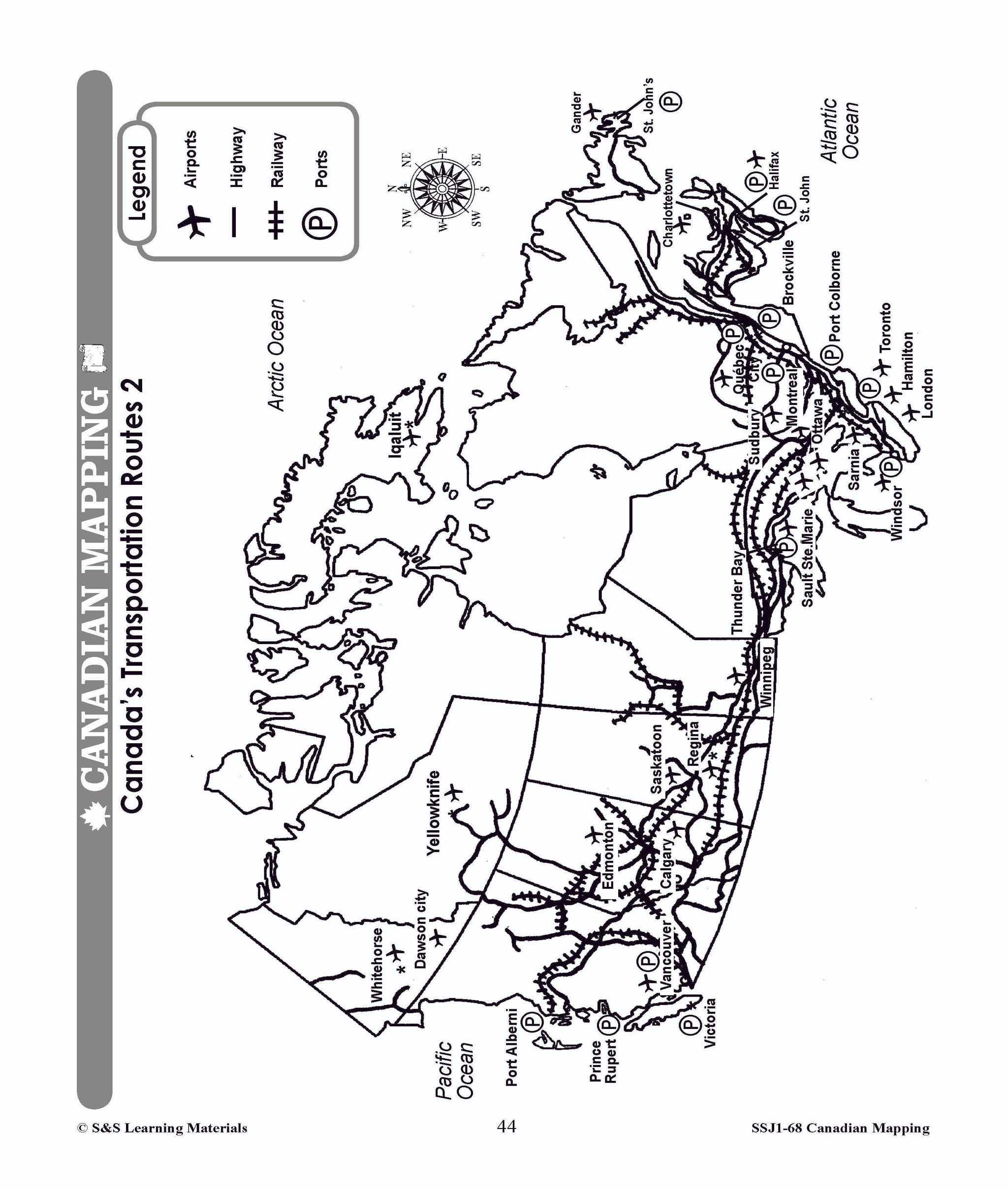 Locating Canada & Mapping Skills Worksheets Grades 4-5