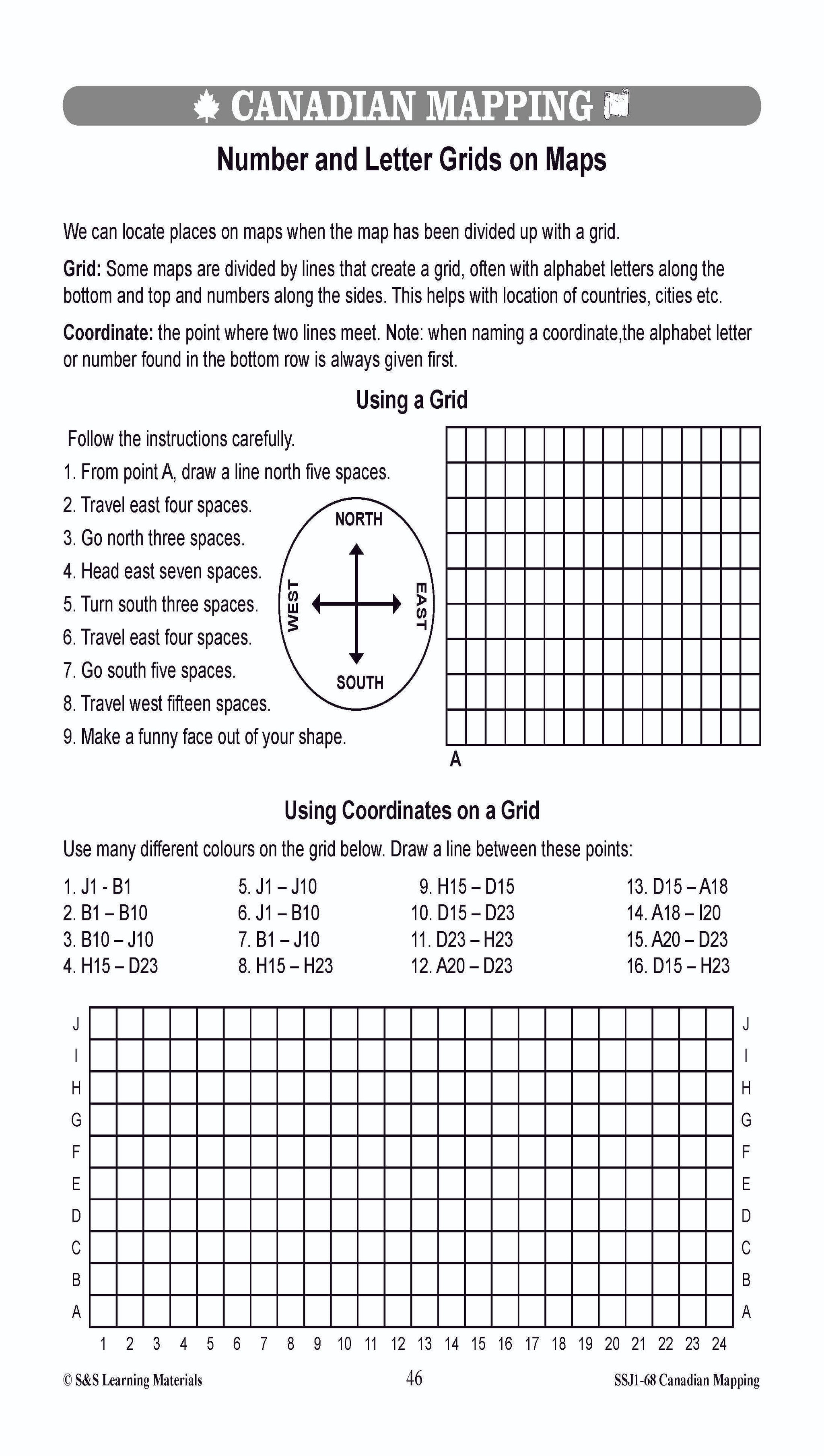 Locating Canada & Mapping Skills Worksheets Grades 4-5
