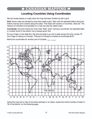 Locating Canada & Mapping Skills Worksheets Grades 4-5