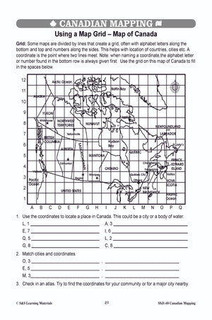 Locating Canada & Mapping Skills Worksheets Grades 4-5