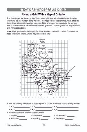 Locating Canada & Mapping Skills Worksheets Grades 4-5