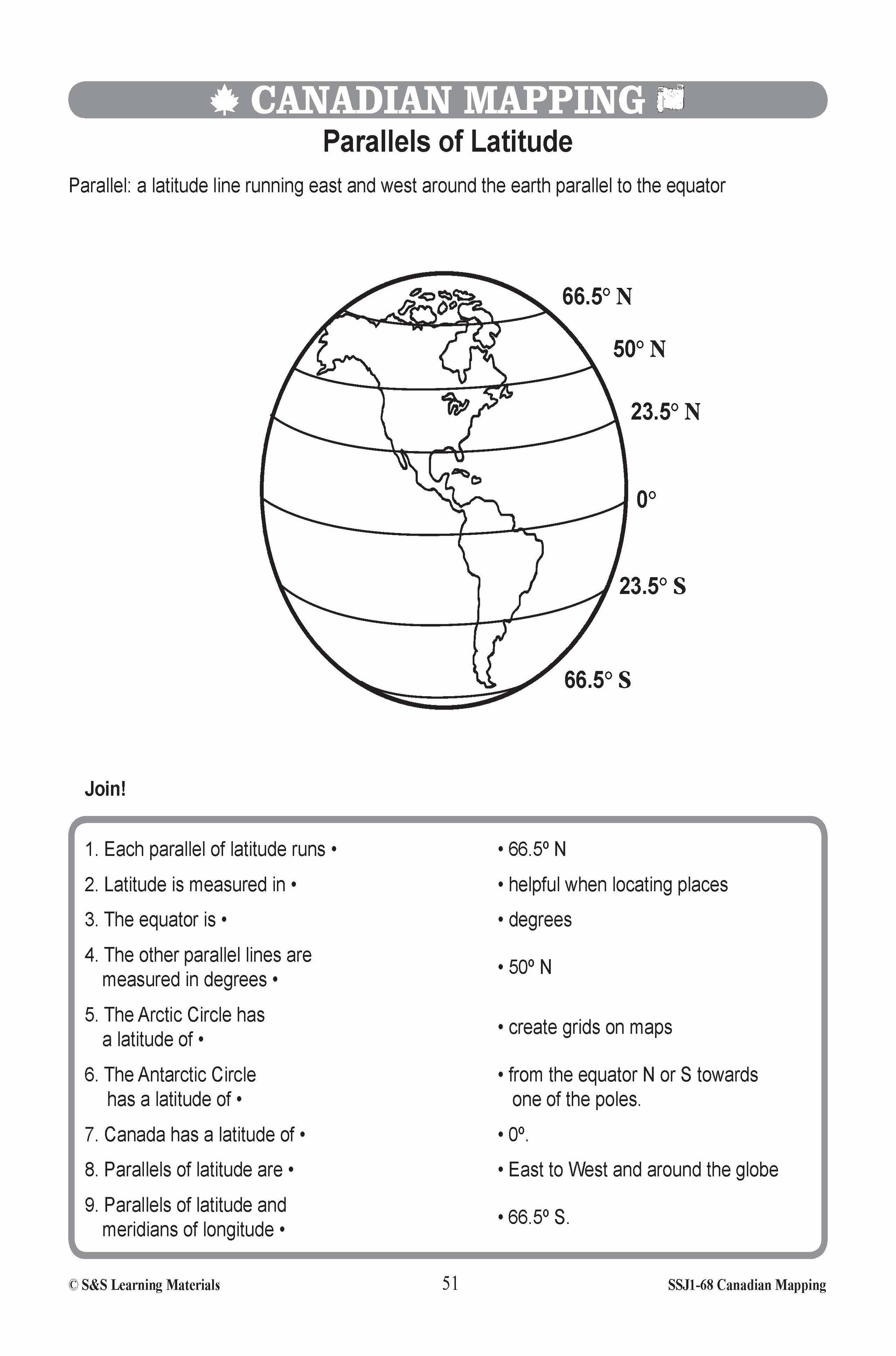Locating Canada & Mapping Skills Worksheets Grades 4-5