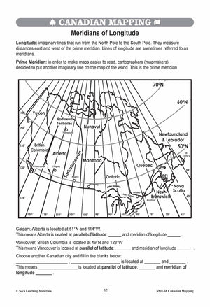 Locating Canada & Mapping Skills Worksheets Grades 4-5