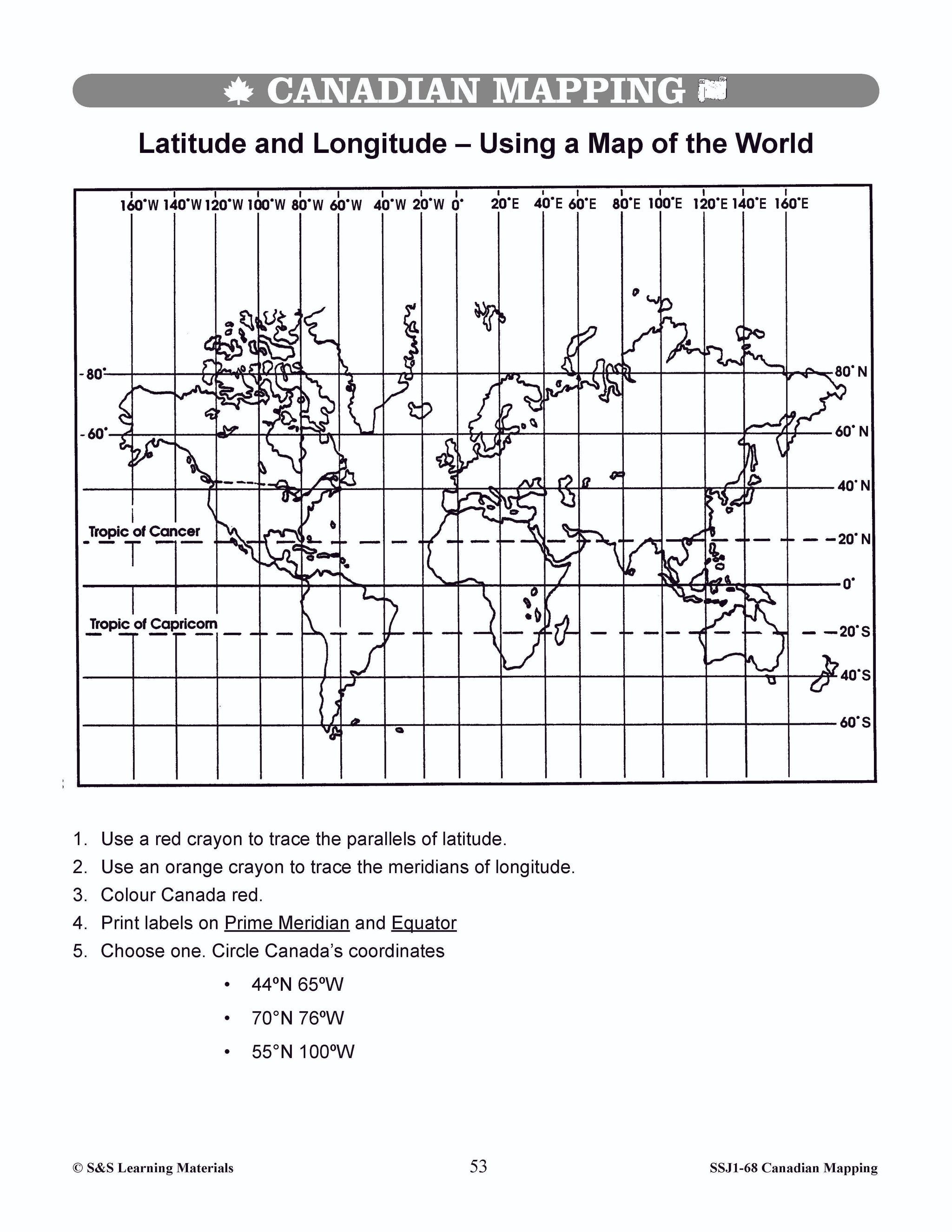 Locating Canada & Mapping Skills Worksheets Grades 4-5