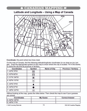 Locating Canada & Mapping Skills Worksheets Grades 4-5