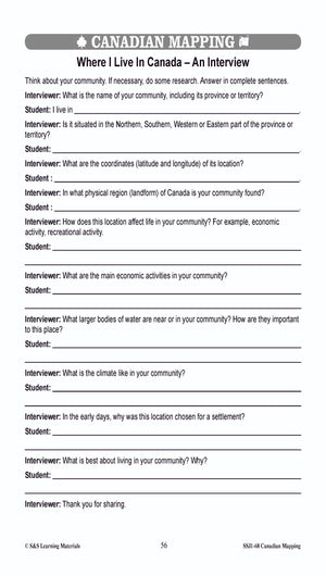 Locating Canada & Mapping Skills Worksheets Grades 4-5