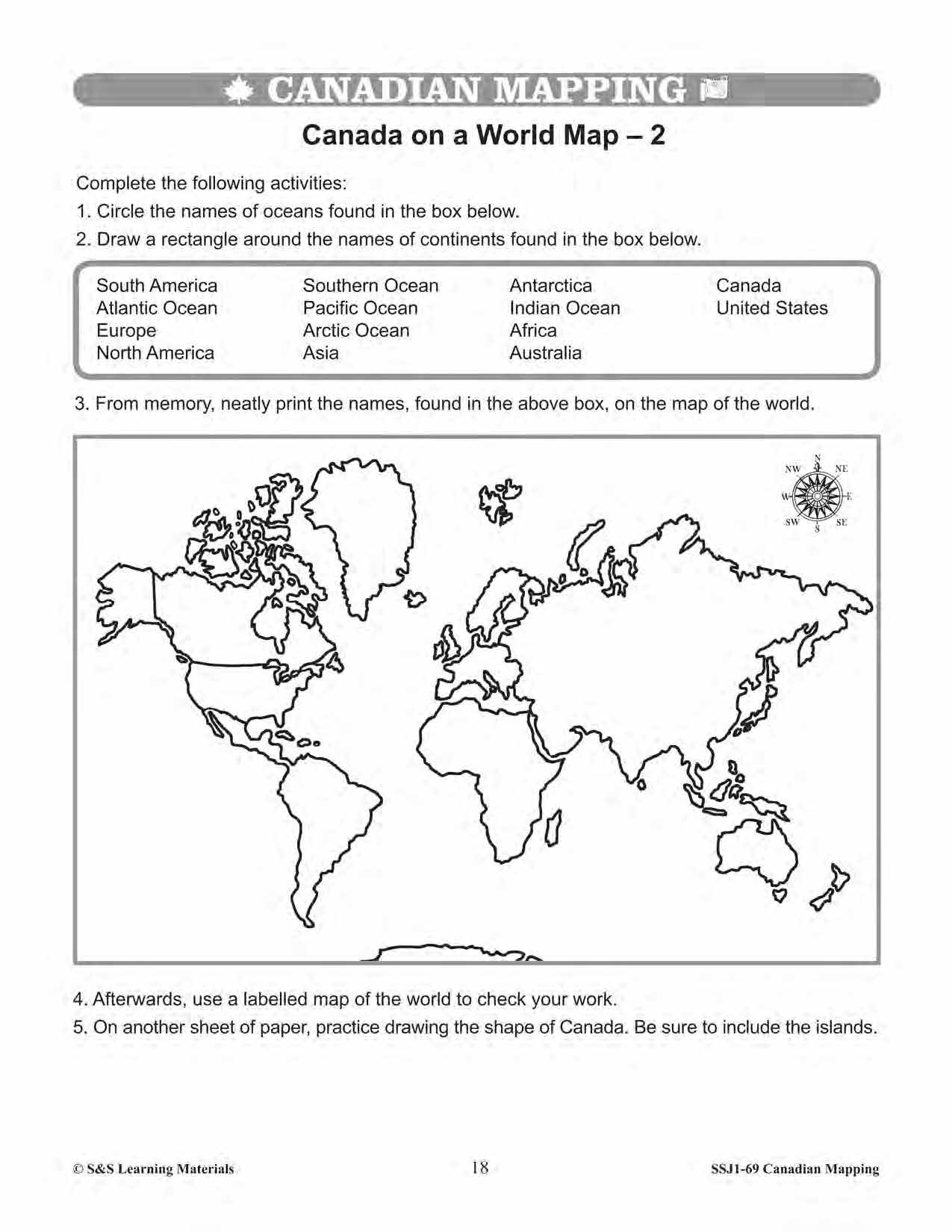 Canada's Provinces & Territories Worksheets Grades 5-6