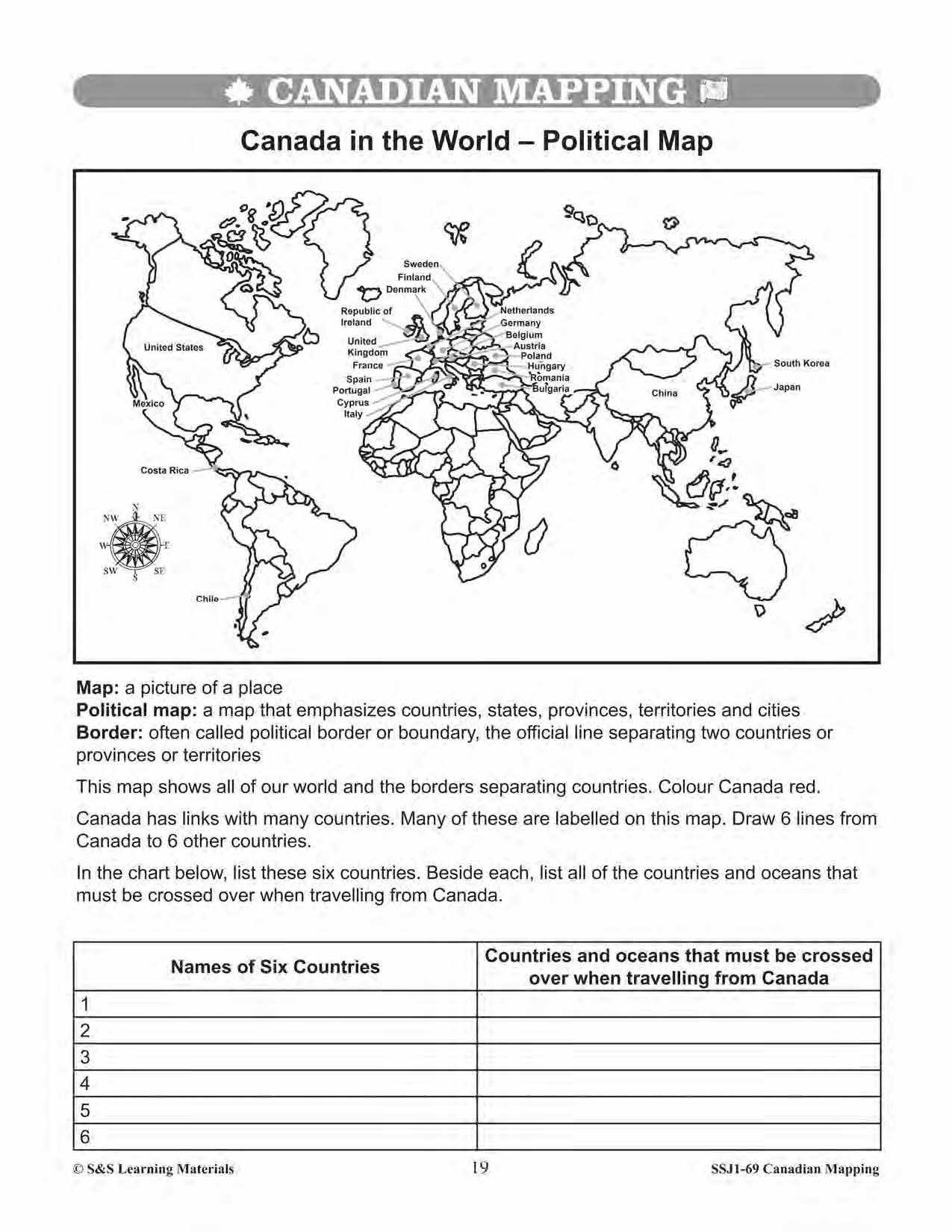 Canada's Provinces & Territories Worksheets Grades 5-6