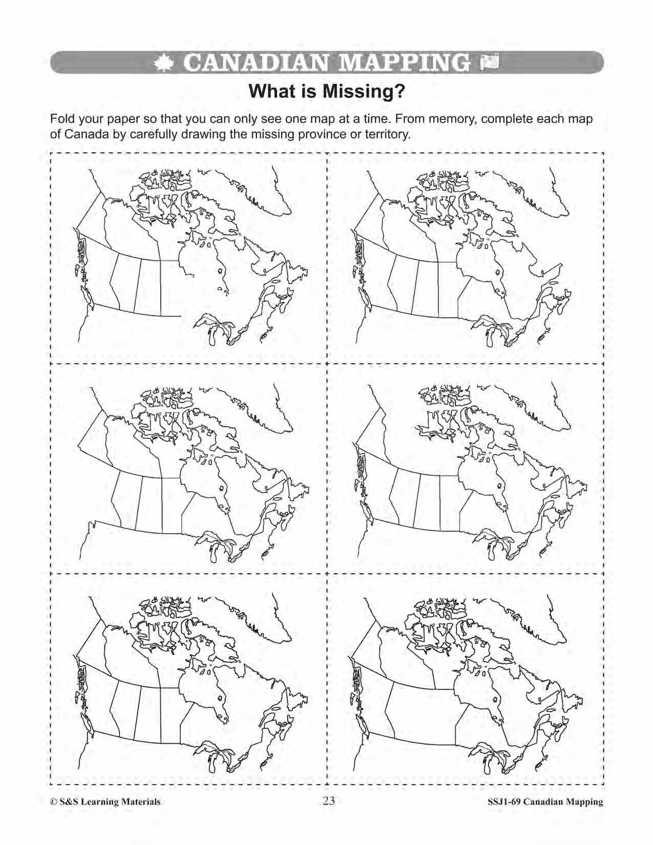 Canada's Provinces & Territories Worksheets Grades 5-6