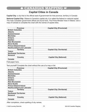 Canada's Provinces & Territories Worksheets Grades 5-6