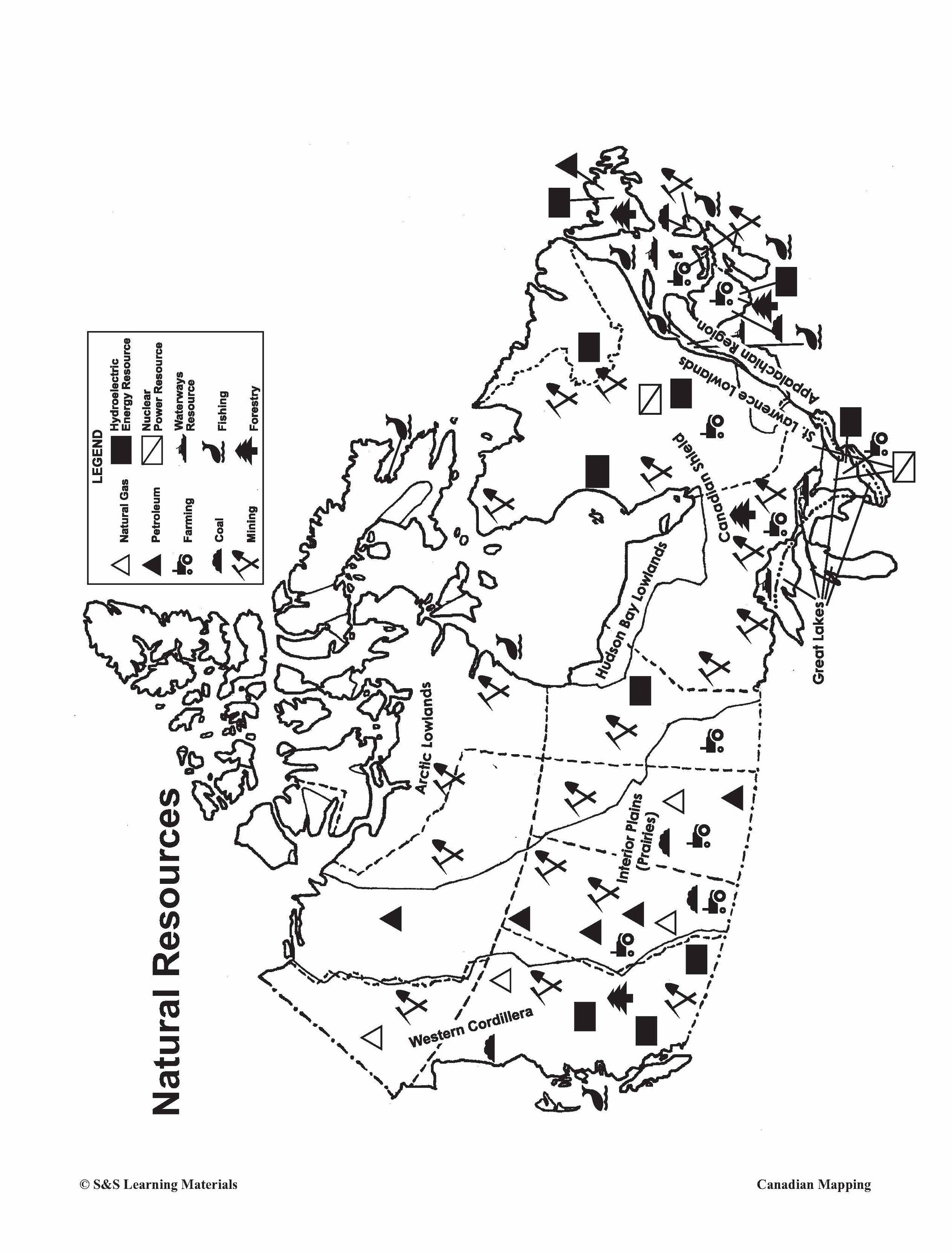 Canada's Large Bodies of Water & Climate Worksheets Grades 5-6