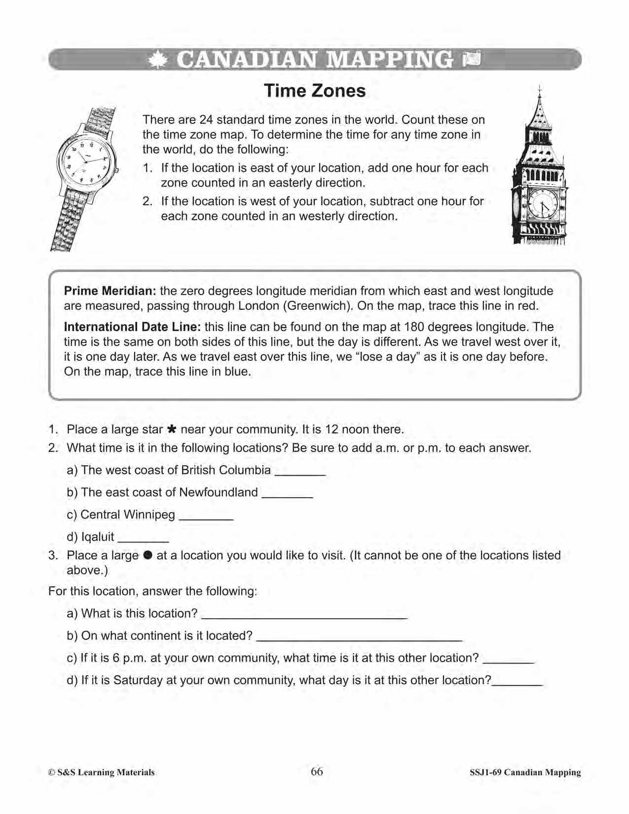 Economic Regions & Natural Resources in Canada Mapping Worksheets Grades 5-6