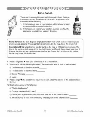 Economic Regions & Natural Resources in Canada Mapping Worksheets Grades 5-6