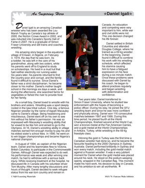 Daniel Igali  - Olympic Wrestler Reading Lesson Grades 4-8