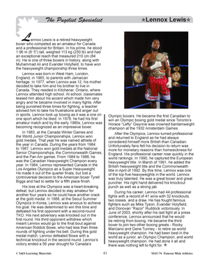 Lennox Lewis  - Heavy Weight Boxer Reading Lesson Grades 4-8