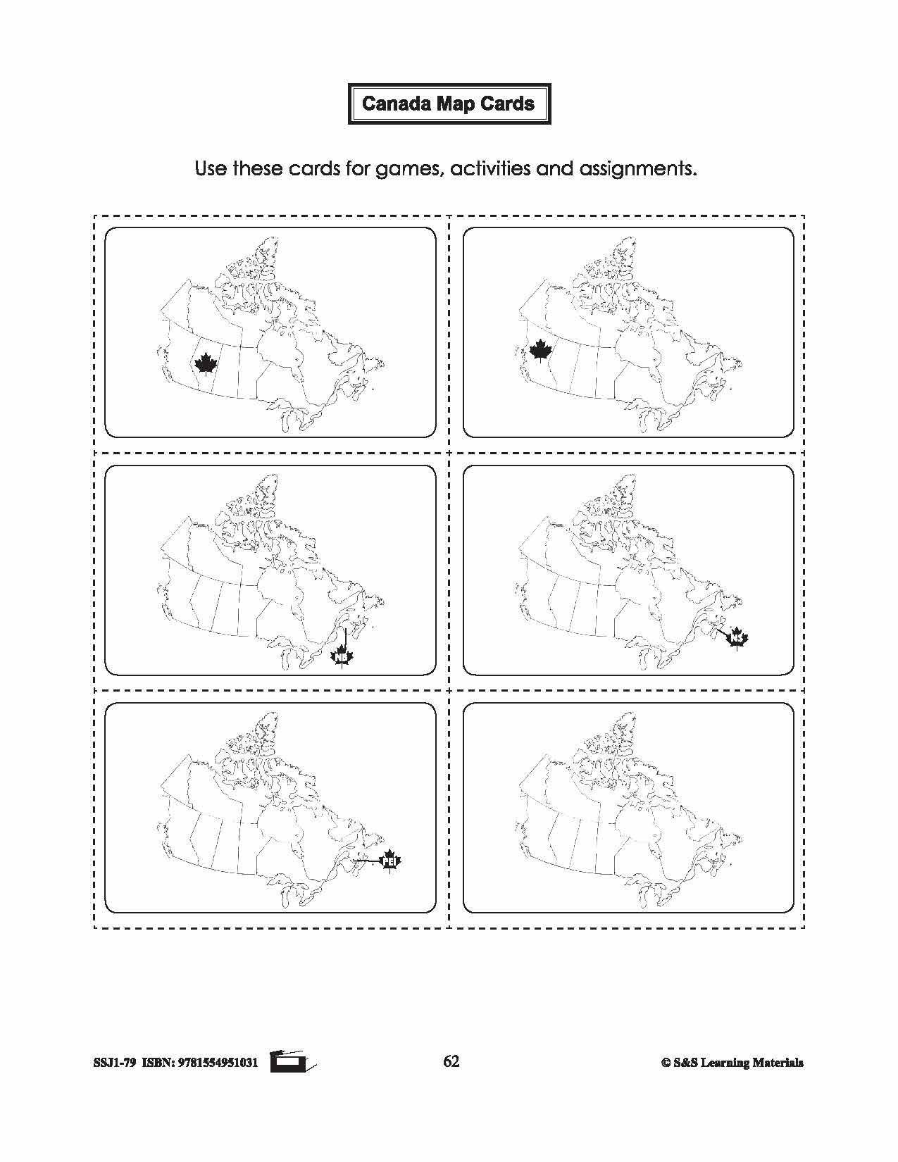 Canada Map Card Game Gr. 1-3