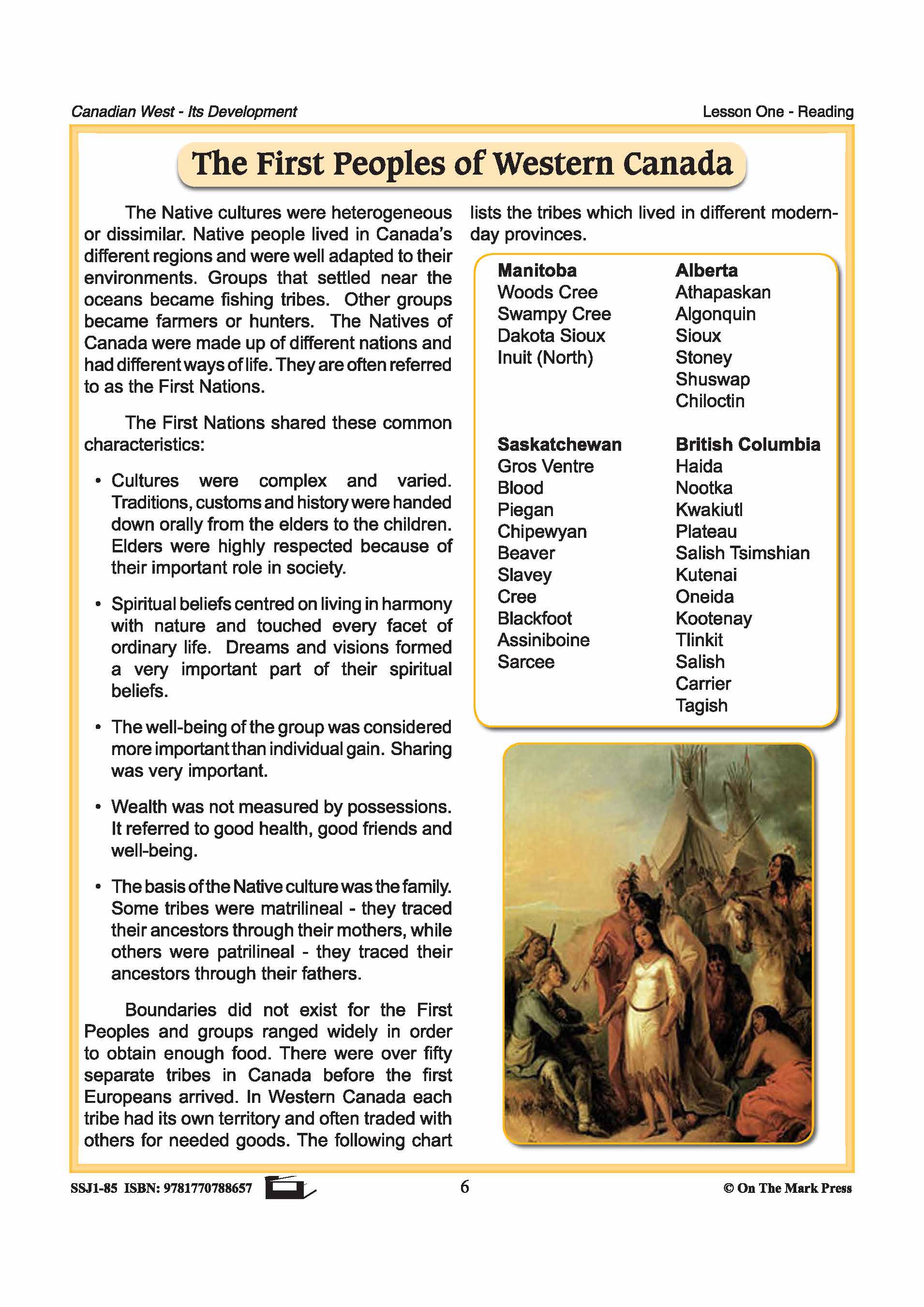 First Peoples Lesson Grades 7-8