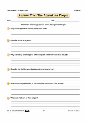 The Algonkian People Lesson Grades 7-8