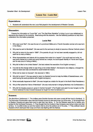 Louis Riel Lesson Plan Grades 7-8