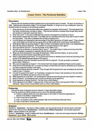 Personalities of the Northwest Rebellion Lesson Grades 7-8