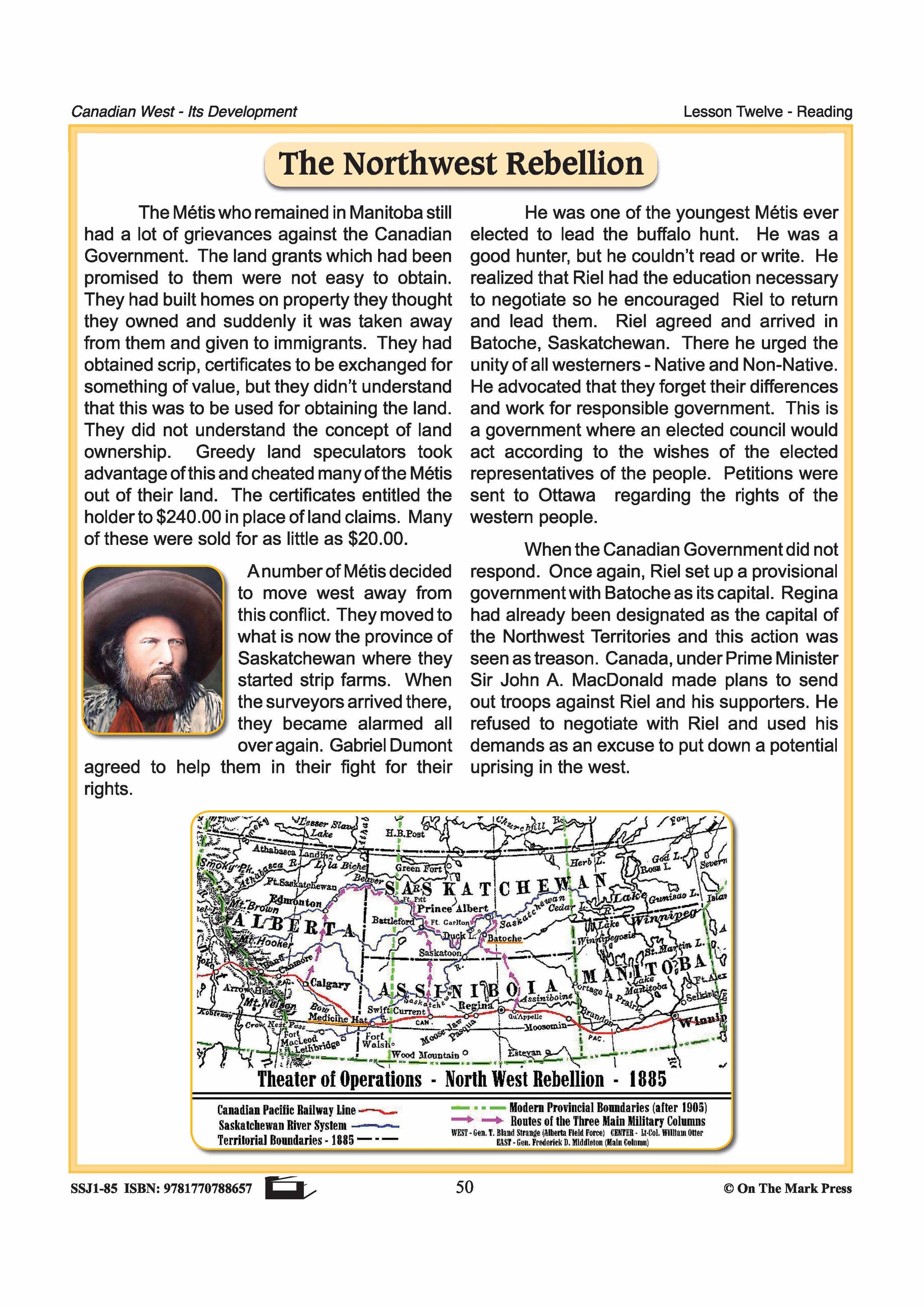 Personalities of the Northwest Rebellion Lesson Grades 7-8