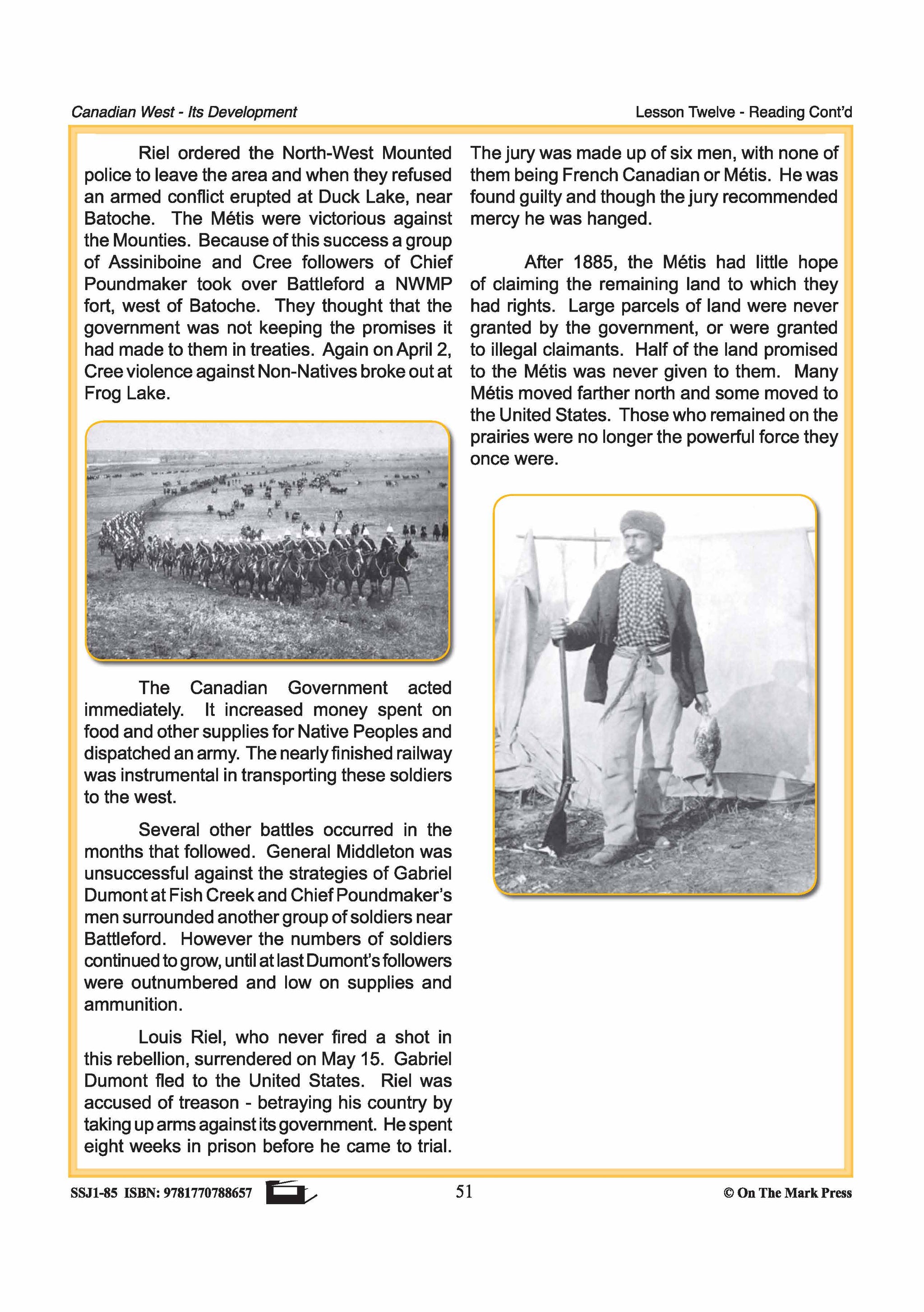 Personalities of the Northwest Rebellion Lesson Grades 7-8