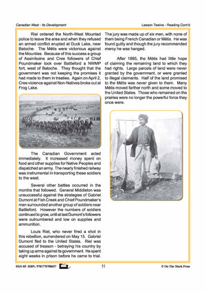 Personalities of the Northwest Rebellion Lesson Grades 7-8