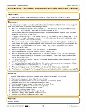 The Northwest Mounted Police Lesson Grades 7-8