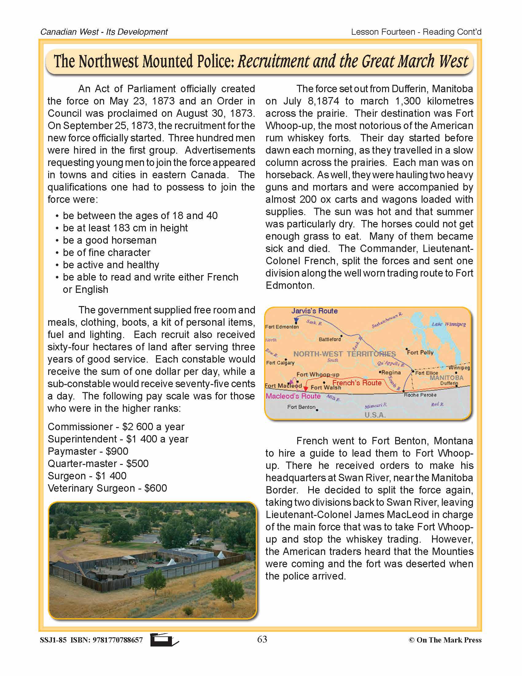 The Northwest Mounted Police Lesson Grades 7-8