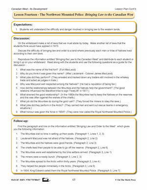 The Northwest Mounted Police Lesson Grades 7-8