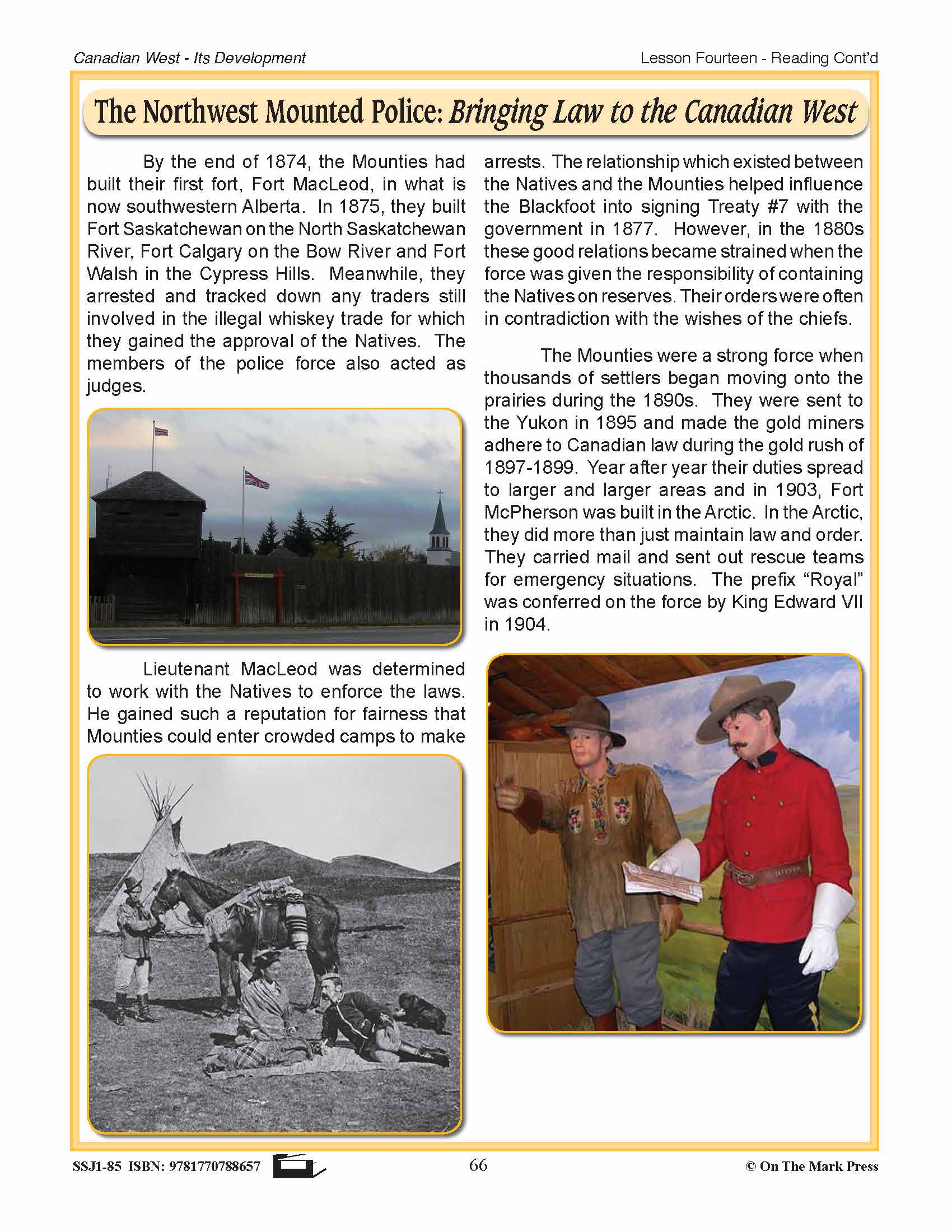 The Northwest Mounted Police Lesson Grades 7-8