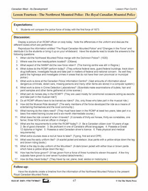 The Northwest Mounted Police Lesson Grades 7-8