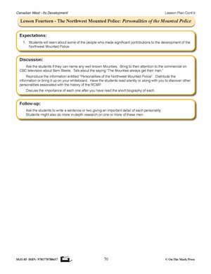 The Northwest Mounted Police Lesson Grades 7-8