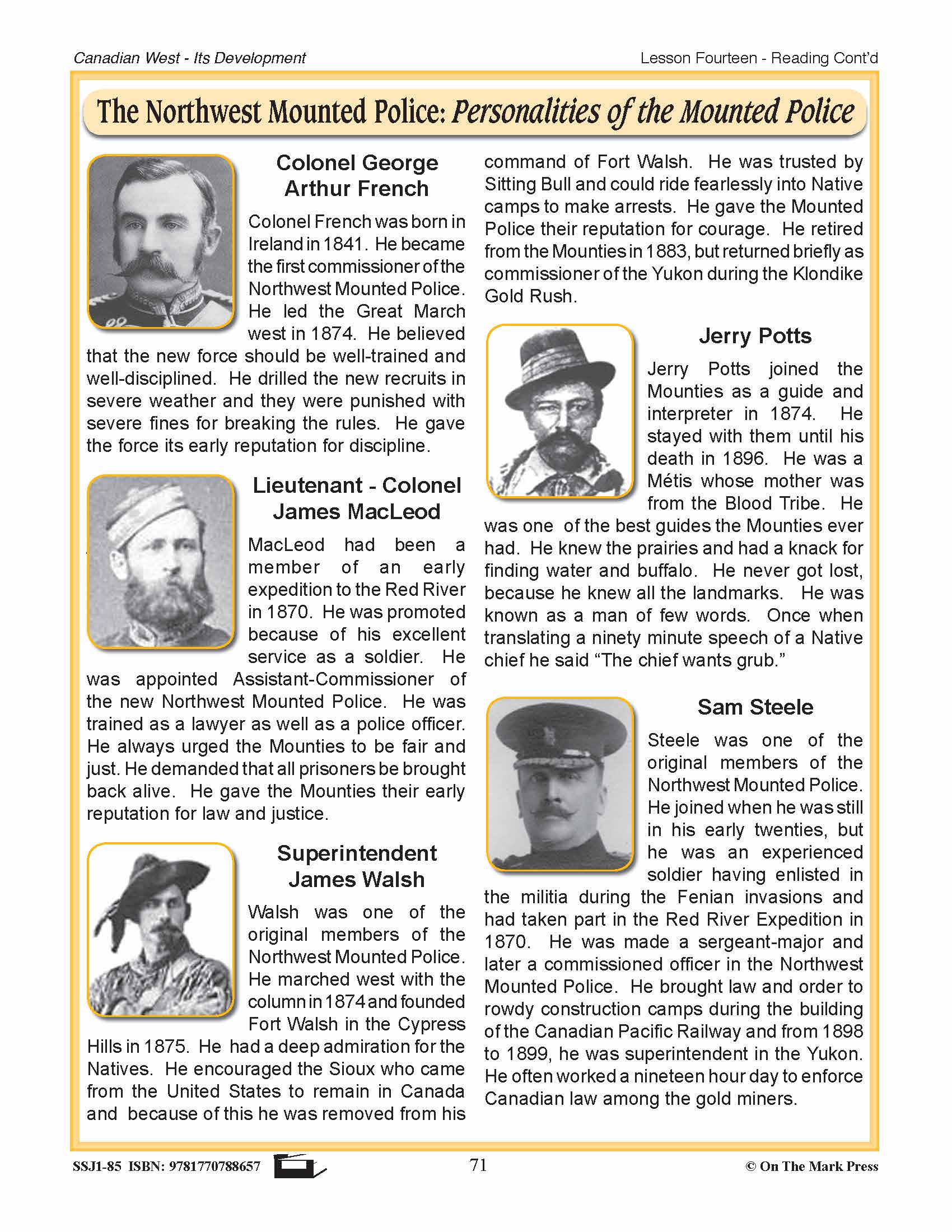 The Northwest Mounted Police Lesson Grades 7-8