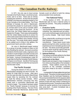 The Canadian Pacific Railway Lesson Grades 7-8