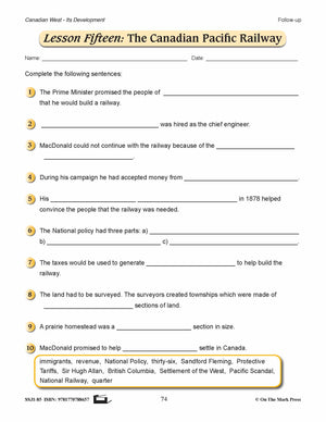 The Canadian Pacific Railway Lesson Grades 7-8