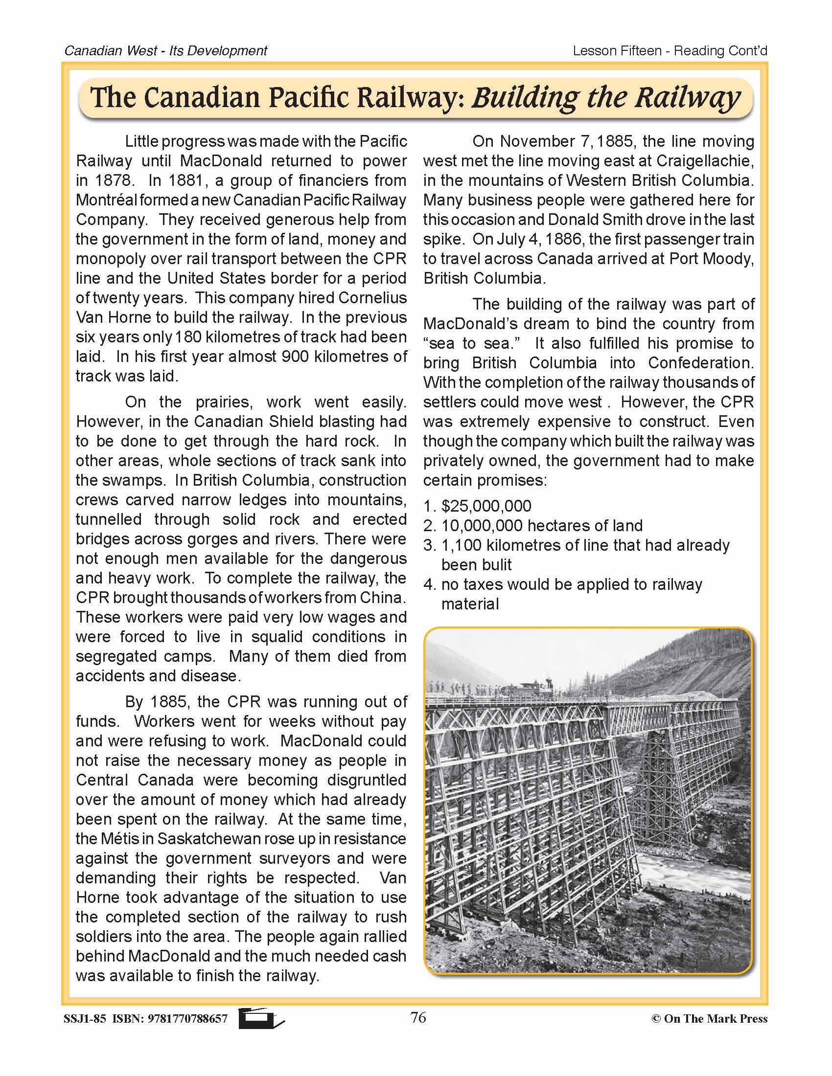 The Canadian Pacific Railway Lesson Grades 7-8