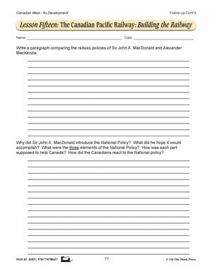 The Canadian Pacific Railway Lesson Grades 7-8