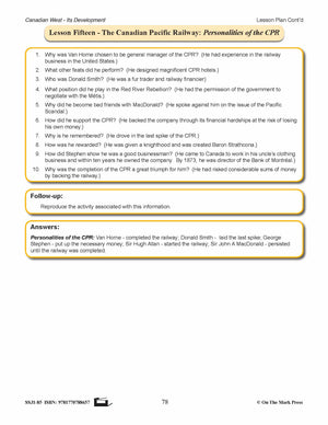 The Canadian Pacific Railway Lesson Grades 7-8