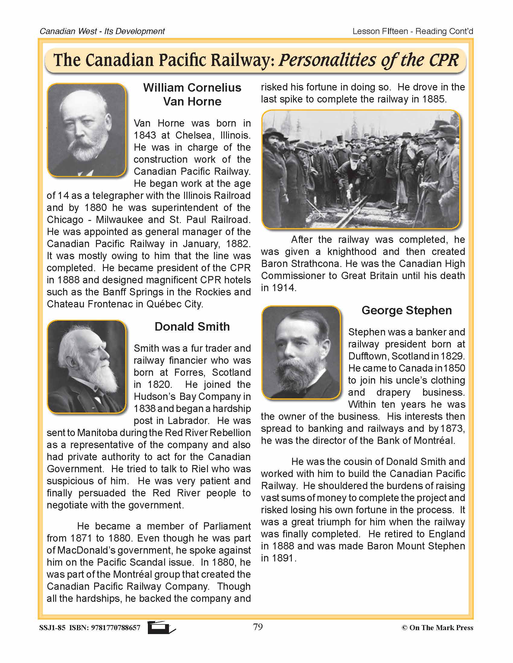 The Canadian Pacific Railway Lesson Grades 7-8