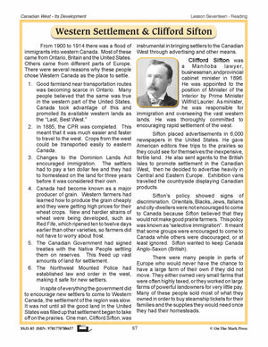 Western Settlement & Clifford Sifton Lesson Grades 7-8