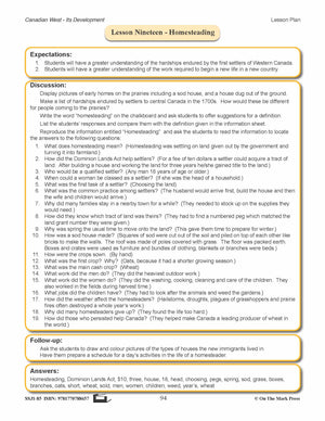 Homesteading Lesson Grades 7-8