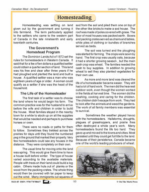 Homesteading Lesson Grades 7-8