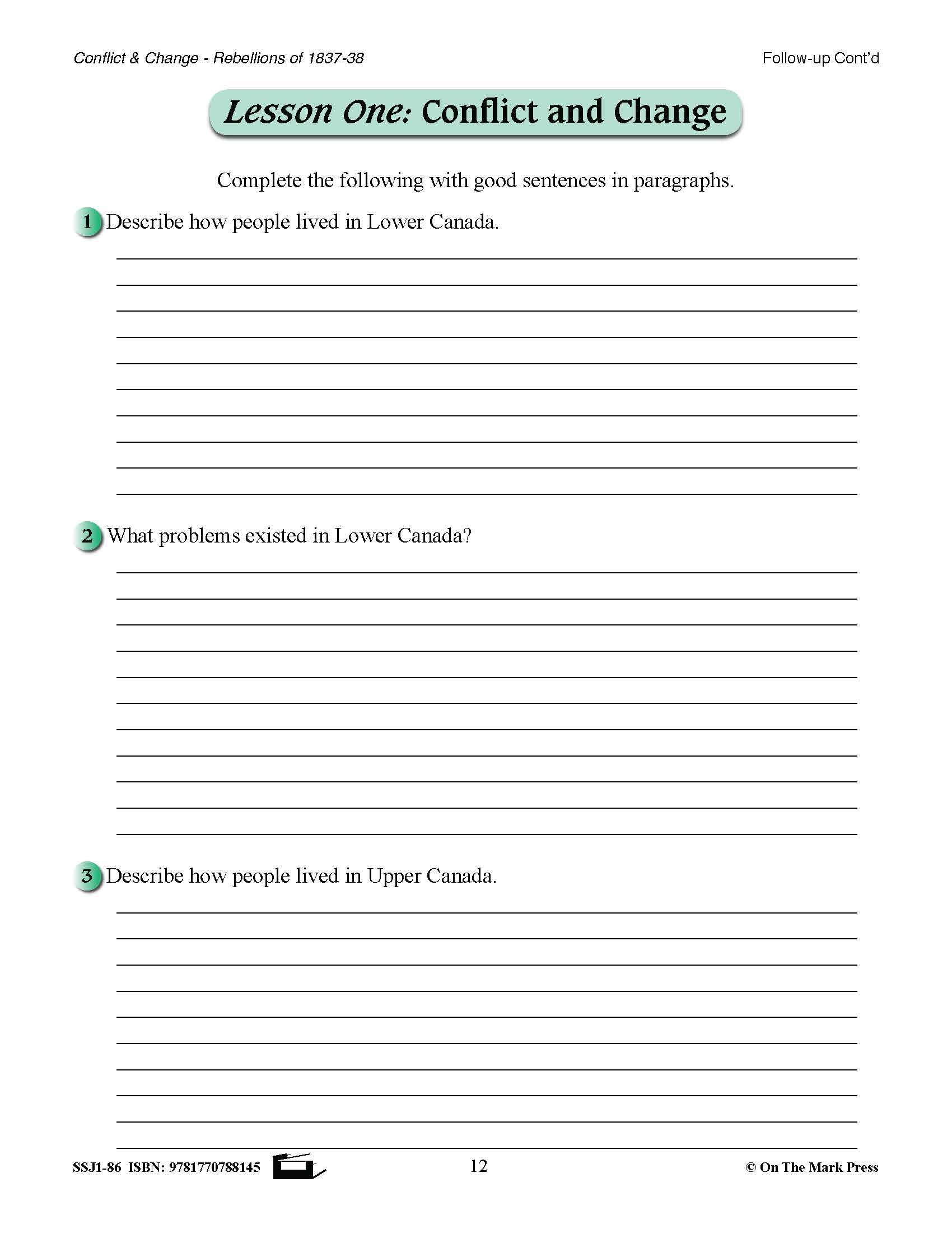 Conflict & Change Of 1837 To 1838  Grades 7-8